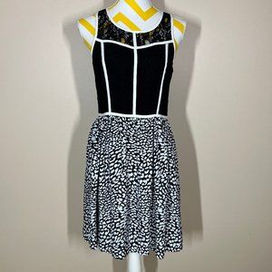 Kensie Sleeveless Lace Black White Knee Length Dress size S